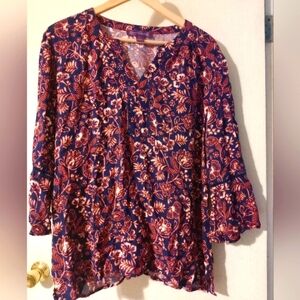 Gloria Vanderbilt Floral Pattern‎ Blouse XXL